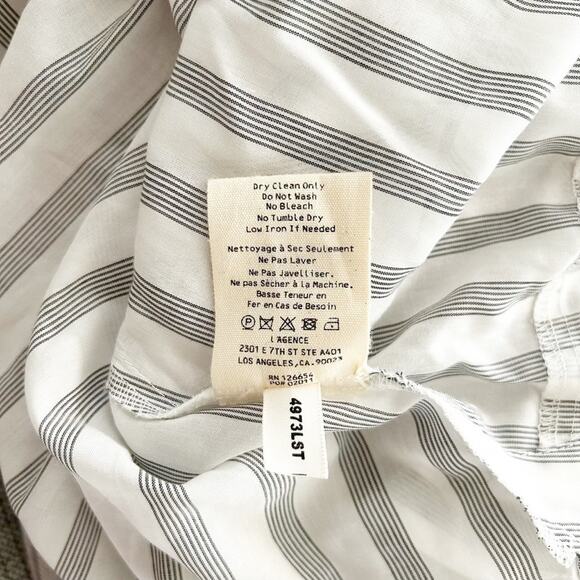 L'agence White Black Striped Long Sleeve Surplice V-Neck Draped Kyla Top Size XS - Picture 7 of 7